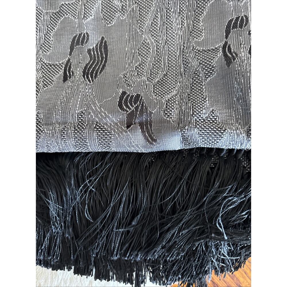 Salvatore Ferragamo Scarf Shawl Wrap Head Covering Black silver silk blend 80X26 - Picture 15 of 15